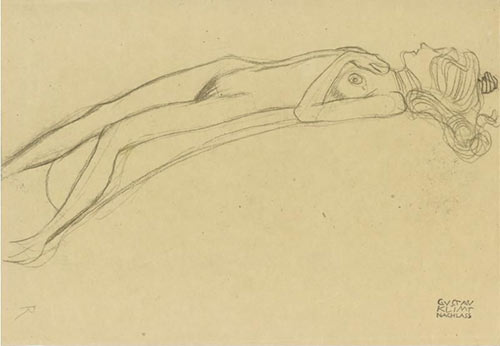 Lying Girl Nude on her Back Gustav Klimt